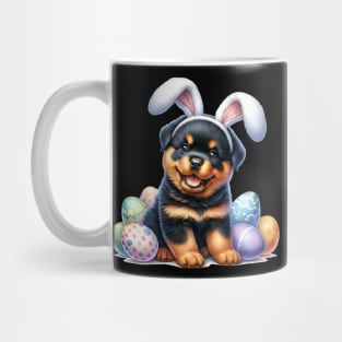 Puppy Rottweiler Bunny Ears Easter Eggs Happy Easter Day Mug